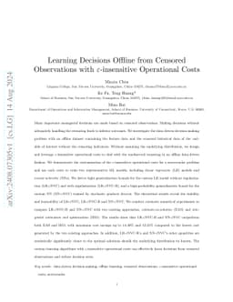 Learning Decisions Offline from Censored Observations with
  ε-insensitive Operational Costs