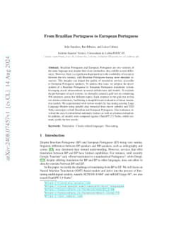 From Brazilian Portuguese to European Portuguese
