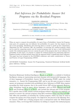 Fast Inference for Probabilistic Answer Set Programs via the Residual
  Program
