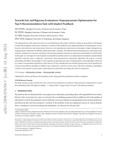 Towards Fair and Rigorous Evaluations: Hyperparameter Optimization for
  Top-N Recommendation Task with Implicit Feedback