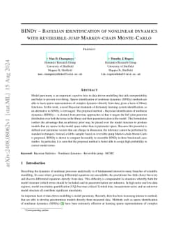BINDy -- Bayesian identification of nonlinear dynamics with reversible-jump Markov-chain Monte-Carlo