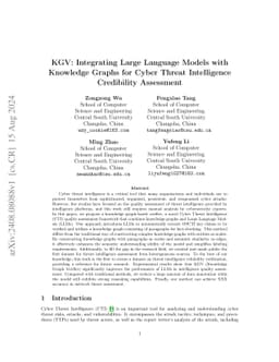 KGV: Integrating Large Language Models with Knowledge Graphs for Cyber
  Threat Intelligence Credibility Assessment