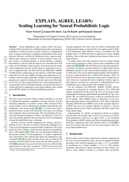 EXPLAIN, AGREE, LEARN: Scaling Learning for Neural Probabilistic Logic