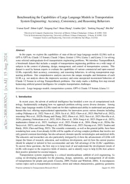 Benchmarking the Capabilities of Large Language Models in Transportation
  System Engineering: Accuracy, Consistency, and Reasoning Behaviors