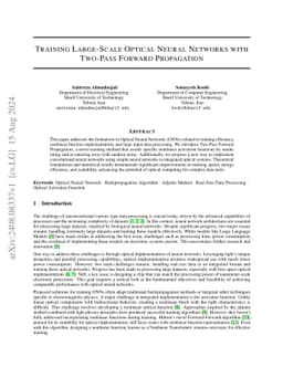 Training Large-Scale Optical Neural Networks with Two-Pass Forward
  Propagation