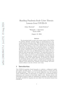 Handling Pandemic-Scale Cyber Threats: Lessons from COVID-19