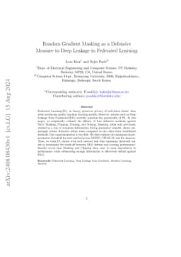 Random Gradient Masking as a Defensive Measure to Deep Leakage in
  Federated Learning