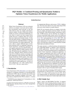 PQV-Mobile: A Combined Pruning and Quantization Toolkit to Optimize
  Vision Transformers for Mobile Applications