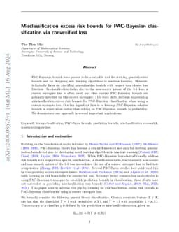 Misclassification excess risk bounds for PAC-Bayesian classification via
  convexified loss