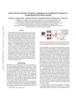 TsCA: On the Semantic Consistency Alignment via Conditional Transport for Compositional Zero-Shot Learning