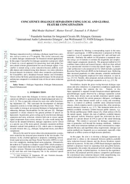 ConcateNet: Dialogue Separation Using Local And Global Feature
  Concatenation