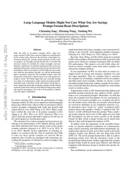 Large Language Models Might Not Care What You Are Saying: Prompt Format Beats Descriptions