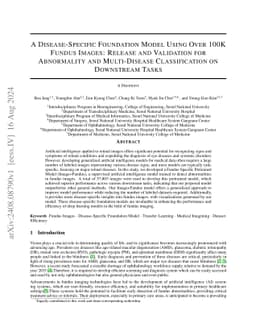 A Disease-Specific Foundation Model Using Over 100K Fundus Images:
  Release and Validation for Abnormality and Multi-Disease Classification on
  Downstream Tasks