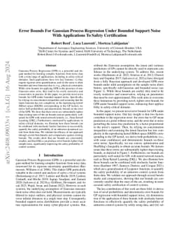 Error Bounds For Gaussian Process Regression Under Bounded Support Noise
  With Applications To Safety Certification