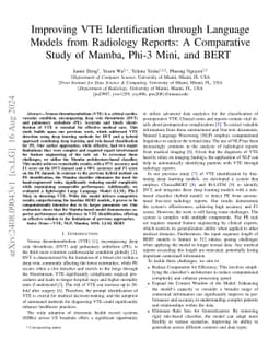 Improving VTE Identification through Language Models from Radiology
  Reports: A Comparative Study of Mamba, Phi-3 Mini, and BERT