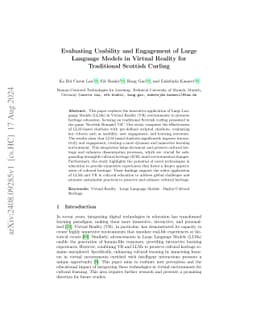 Evaluating Usability and Engagement of Large Language Models in Virtual
  Reality for Traditional Scottish Curling