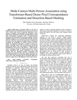 Multi-Camera Multi-Person Association using Transformer-Based Dense
  Pixel Correspondence Estimation and Detection-Based Masking