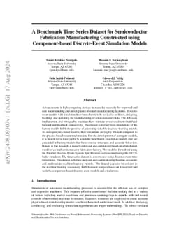 A Benchmark Time Series Dataset for Semiconductor Fabrication
  Manufacturing Constructed using Component-based Discrete-Event Simulation
  Models