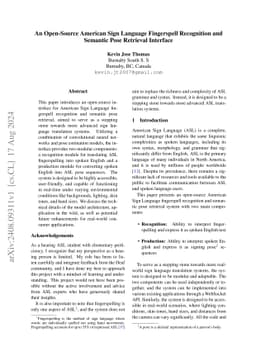 An Open-Source American Sign Language Fingerspell Recognition and
  Semantic Pose Retrieval Interface