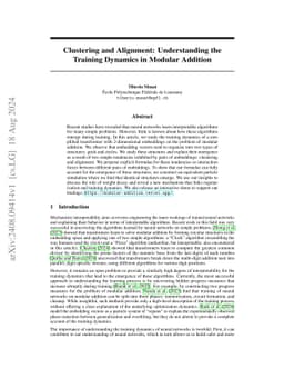 Clustering and Alignment: Understanding the Training Dynamics in Modular
  Addition
