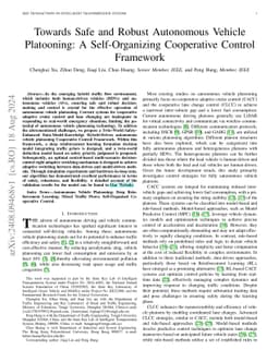 Towards Safe and Robust Autonomous Vehicle Platooning: A Self-Organizing
  Cooperative Control Framework