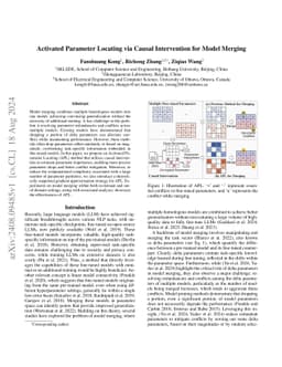 Activated Parameter Locating via Causal Intervention for Model Merging