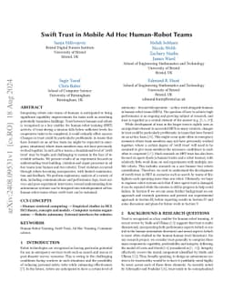 Swift Trust in Mobile Ad Hoc Human-Robot Teams