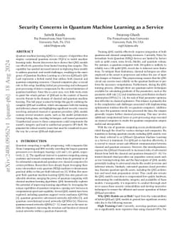 Security Concerns in Quantum Machine Learning as a Service