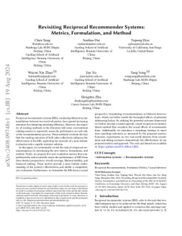 Revisiting Reciprocal Recommender Systems: Metrics, Formulation, and
  Method