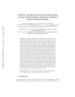 GoNoGo: An Efficient LLM-based Multi-Agent System for Streamlining
  Automotive Software Release Decision-Making