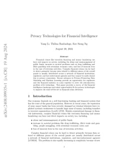 Privacy Technologies for Financial Intelligence