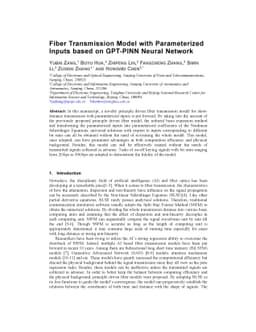 Fiber Transmission Model with Parameterized Inputs based on GPT-PINN
  Neural Network