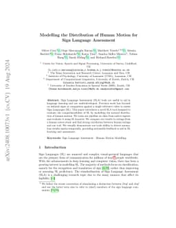 Modelling the Distribution of Human Motion for Sign Language Assessment