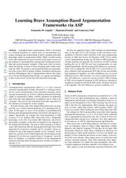 Learning Brave Assumption-Based Argumentation Frameworks via ASP