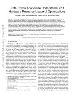 Data-Driven Analysis to Understand GPU Hardware Resource Usage of
  Optimizations