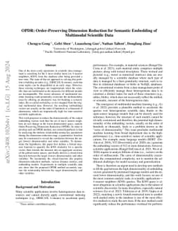 OPDR: Order-Preserving Dimension Reduction for Semantic Embedding of
  Multimodal Scientific Data