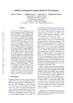 Goldfish: Monolingual Language Models for 350 Languages