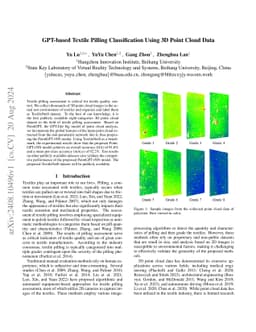 GPT-based Textile Pilling Classification Using 3D Point Cloud Data