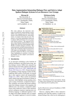 Data Augmentation Integrating Dialogue Flow and Style to Adapt Spoken
  Dialogue Systems to Low-Resource User Groups