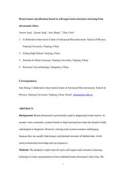 Breast tumor classification based on self-supervised contrastive
  learning from ultrasound videos