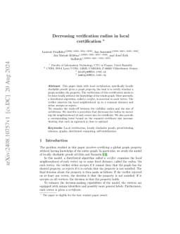 Decreasing verification radius in local certification