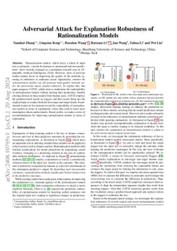 Adversarial Attack for Explanation Robustness of Rationalization Models
