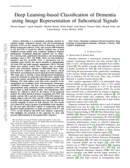 Deep Learning-based Classification of Dementia using Image
  Representation of Subcortical Signals