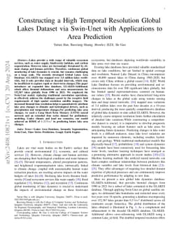 Constructing a High Temporal Resolution Global Lakes Dataset via
  Swin-Unet with Applications to Area Prediction
