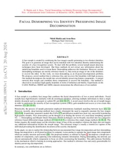Facial Demorphing via Identity Preserving Image Decomposition