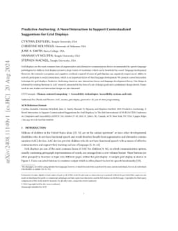 Predictive Anchoring: A Novel Interaction to Support Contextualized
  Suggestions for Grid Displays