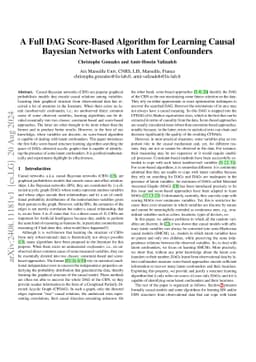 A Full DAG Score-Based Algorithm for Learning Causal Bayesian Networks
  with Latent Confounders