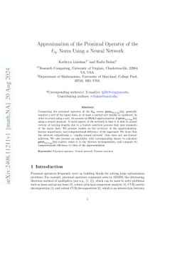 Approximation of the Proximal Operator of the $\ell_\infty$ Norm Using a
  Neural Network