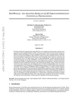 RedWhale: An Adapted Korean LLM Through Efficient Continual Pretraining