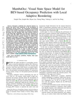 MambaOcc: Visual State Space Model for BEV-based Occupancy Prediction
  with Local Adaptive Reordering